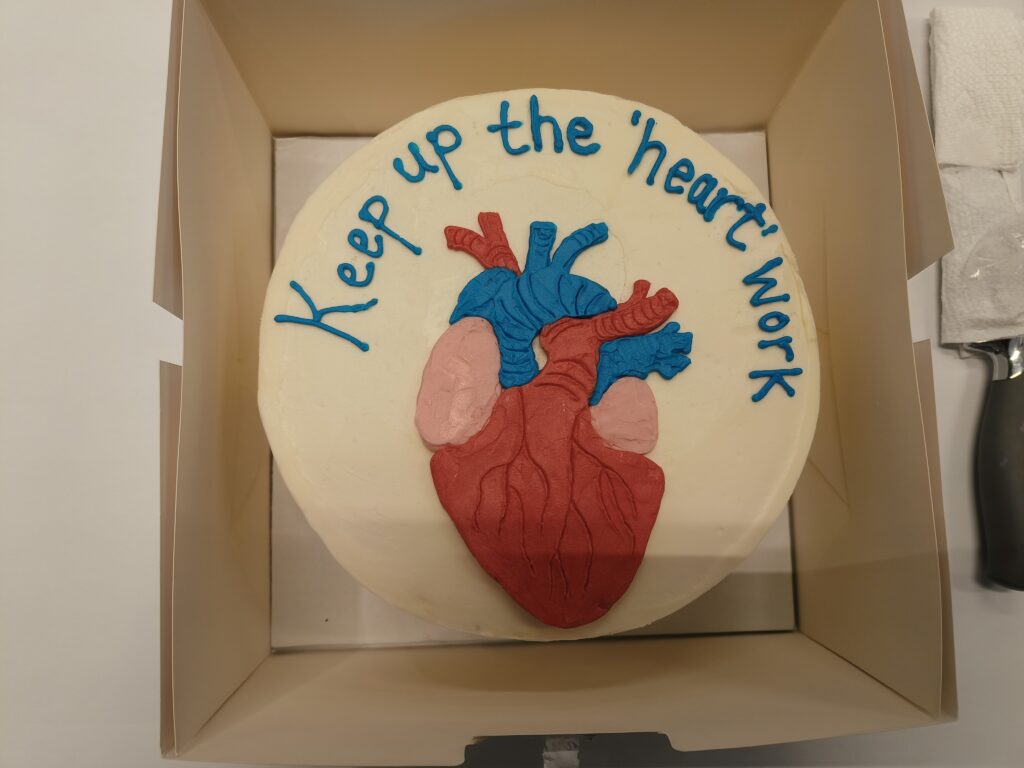 Photo of a cake for the celebration after the Biology Research Day.